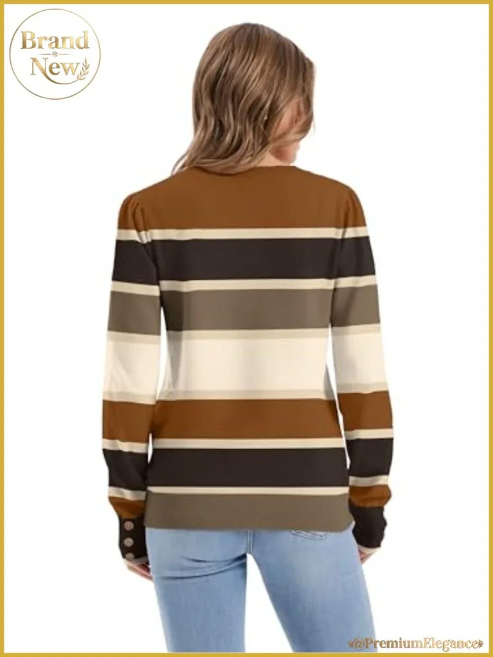 Long Sleeve Button Cuff Knit Pullover Sweater Viscose Nylon Polyester Women's